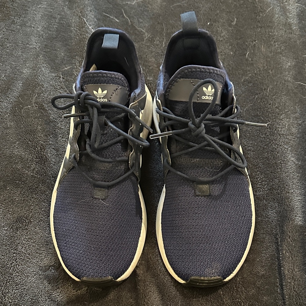 Adidas big kids Navy and White Sneakers